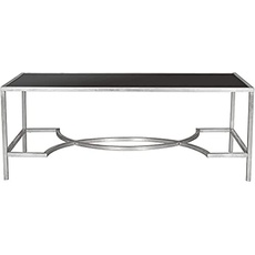SAFAVIEH Modern Accent Table with Iron Legs, in Silver and Black, 58 X 122 X 45.72