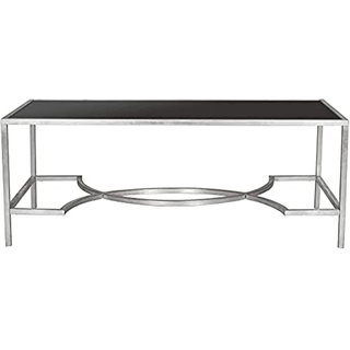SAFAVIEH Modern Accent Table with Iron Legs, in Silver and Black, 58 X 122 X 45.72