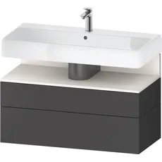 Duravit Qatego Waschtischunterbau, 1 Auszug und 1 Schublade, 990x470x590mm, Nische Weiß Supermatt, QA4395084, Farbe: Graphit Matt/mit Nischenbeleuchtung