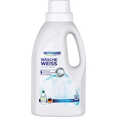 Heitmann Wäsche Weiß flüssig: Weißkraftverstärker für vergrauter Wäsche, Flüssigwaschmittel, Wäscheweiß, 500ml Flasche