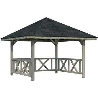 Palmako Holz-Pavillon Bianca 8,3 m2 Set 1 Grau Tauchgrundiert