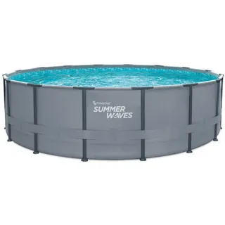 Summer Waves Elite Frame Pool Aufstellpool rund 488 x 122 cm inkl. Reinigungsset, Abdeckplane, Filterpumpe, Poolleiter