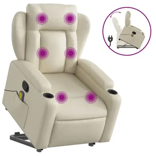 vidaXL Massagesessel mit Aufstehhilfe Creme Kunstleder - Creme