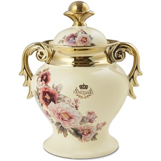 fanquare Porzellan Zuckerdose mit Griffen, Vintage Rosa Geblümt Muster Vase, Küche Lagerung Kanister zur Dekoration