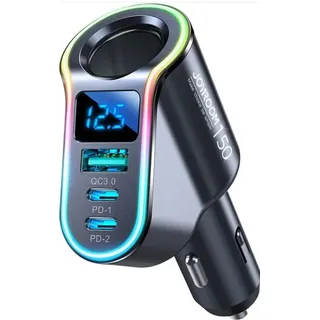 Joyroom Auto-Schnellladegerät 4in1 USB-A QC3.0 / 2xUSB-C PD 150W schwarz