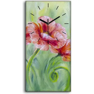 Küche Wohnzimmer Wand Leinwand Uhr 30x60 Gemälde Blumen Pflanzen Kunst - schwarze Hände - Grün