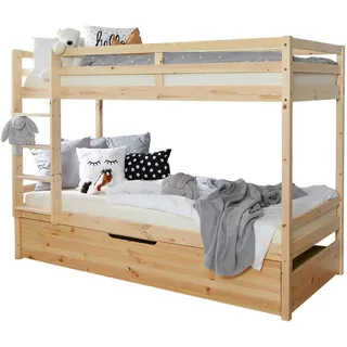 TICAA Etagenbett Finn 90 x 200 cm Kiefer massiv natur
