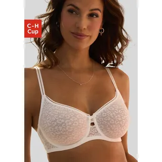 Minimizer-BH NUANCE BY LASCANA, Damen, Gr. 90, Cup F, weiß, Spitze, Obermaterial: 88% Polyamid, 12% Elasthan, BHs Minimizer-BH, mit Bügel, im angesagten Leo-Look – ideal für große Größen