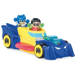Toomies DC Comics Batman E73262 3 in 1 Batmobile Fahrzeug verwandelt Sich in Mini Batmobile und Jet - Motor Popping Effekt - Schwungradantrieb zum Mitschieben - ab 12 Monaten