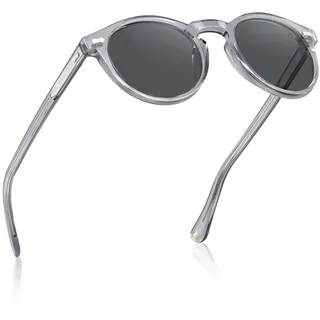 Carfia Polarisierte Sonnenbrille Herren Fahrenbrille Rund Rahmen mit Lederetui