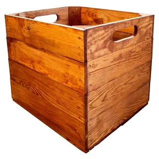 Holzkiste zur Aufbewahrung passend für Kallax- und Expedit-Regale, Obstkiste, Regalkiste, Maße 33x37,5x32,5cm, Kallax-Einsatz, Einschubkiste (Vintage Ocker) - Ocker