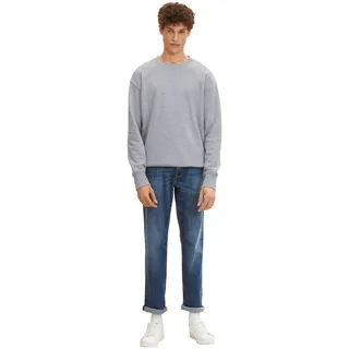 5-Pocket-Jeans TOM TAILOR "MARVIN", Herren, Gr. 31, Länge 34, blau (used mid stone), Denim/Jeans, Obermaterial: 98% Baumwolle, 2% Elasthan, straight fit, Jeans 5-Pocket-Jeans, mit kleinem Logo-Print