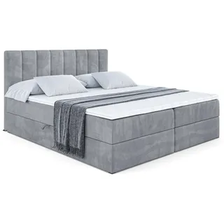 altdecor Boxbett mit Matratze und Lattenrost, - Otta - 120x200 cm Grau - Holzwerkstoff - Höhe ca. 20 cm - 120x200 cm , Schlafzimmer, Betten, Boxspringbetten
