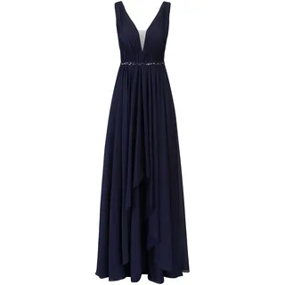 Apart Langes Abendkleid, ärmelloses Partykleid, rückenfreies Dekolleté, Bodenlanges Design-Hochzeitskleid, mittiger Reißverschluss hinten, V-Ausschnitt, bequemes Festkleid, Navy