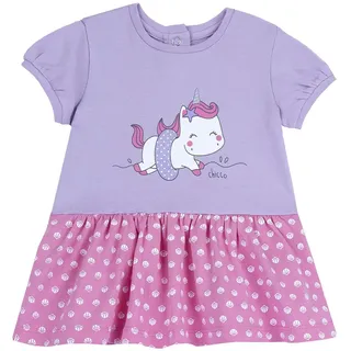 Chicco, Kleid für Mädchen, Kurzärmeliges Kleid in Rosa, Weiche Baumwolle, Designed in Italy, Babykleidung 0-24 Monate, Geschenkideen für Neugeborene