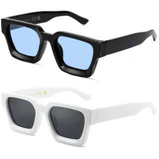 SHEEN KELLY Polarisierte Retro Rechteckige Dicke Sonnenbrille Herren Damen