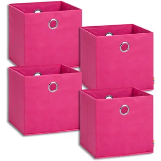 Storanda | 4er Set Aufbewahrungsbox 33x33x33 cm | Extra Große Griffe | Stabil & Faltbar | Regalbox für Würfelregal Kallax | Ideal für Zuhause & Kinderzimmer | Pink