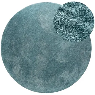 benuta Nest Hochflorteppich Melvin waschbar ø 150 cm rund , Türkis , Kunststoff , Uni , Rund , 150x150 cm , Oeko-Tex® Standard 100 , für Fußbodenheizung geeignet, in verschiedenen Größen erhältlich, waschbar, pflegeleicht , Teppiche und Böden, Teppiche, Hochflorteppiche & Shaggys