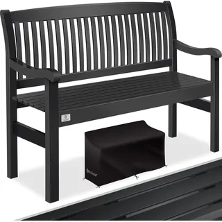 KESSER® Gartenbank Holz Holzbank wetterfest | Für 3 bis 4 Personen | Parkbank aus Massivholz | Sitzbank 320 kg belastbar | Balkonbank Bank für Balkon Terrasse & Garten inkl. Cover - Grau