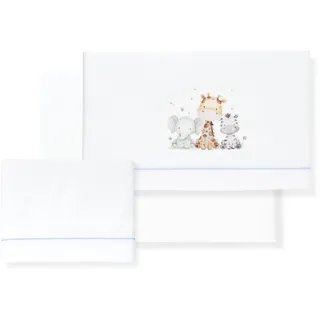 Interbaby Baby-Bettwäsche aus 100% Baumwolle für Auto/Moses/Babykorb, Elefanten-Giraffe, 3-teiliges Set, Bettlaken + Bettbezug + Kissenbezug