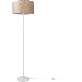 Stehlampe Wohnzimmer Lampenschirm Stoff Stehleuchte Leselampe Abstrakt Vintage - Weiß