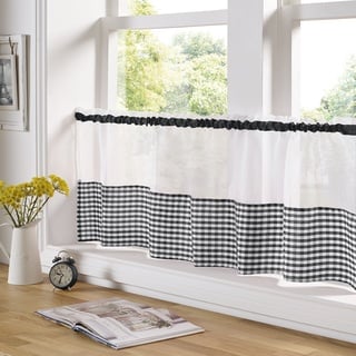 Alan Symonds Voile-Vorhang mit Gingham-Muster, 150 x 61 cm, Schwarz, 59" Wide x 24" Drop (148cm x 60cm)