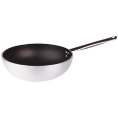 Pentole Agnelli Linie Aluminium 5 mm Platinum Wok mit Boden 28 cm Silber/schwarz