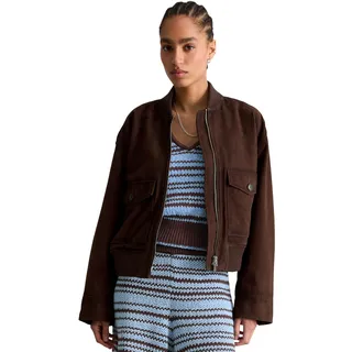 Blouson MARC O'POLO DENIM, Damen, Gr. M, burnt aubergine, Obermaterial: 100% Ziegenveloursleder, regular fit normal, Manschette, Jacken Blouson, regular aus weichem Ziegenveloursleder