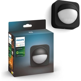 Philips Hue Bewegungsmelder Outdoor, Tageslichtsensor für smarte Beleuchtung, automatische Lichtsteuerung bei Bewegung für ein sicheres Zuhause, schwarz