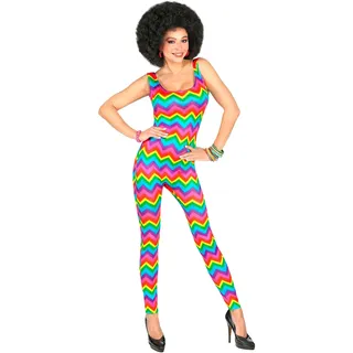 W WIDMANN MILANO Party Fashion - Kostüm 70er Jahre Groovy Style, Overall, Bodysuit, Disco Fever