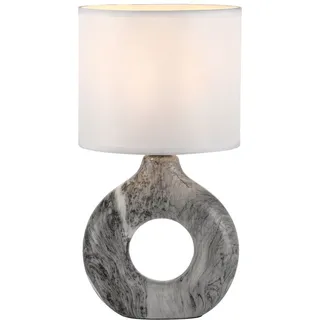 Nachttisch Leuchte Keramik Stoff Schirm Marmor E27 30 cm Blendarm