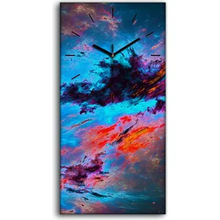 Wohnzimmer-Bild Leinwand Uhr Geräuschlos Kunstdruck 30x60 Weltraum Galaxie Bunt - schwarze Hände