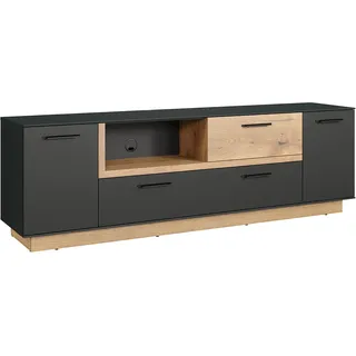 VCM Synnax TV-Schrank (BxHxT) 187 x 59 x 40 cm Grau/Evoke Eiche Kunststoff/Melamin/Holzwerkstoff