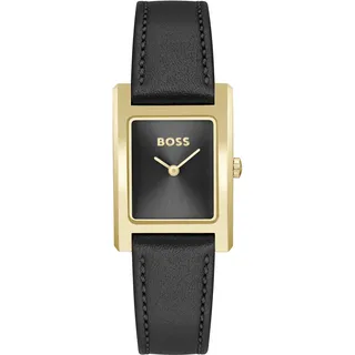 Quarzuhr BOSS "LUCY", schwarz, Armbanduhren, Damen, Quarzuhr, Damenuhr, Armbanduhr, analog, Lederarmband