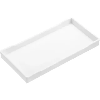 sourcing map Kleines weißes Serviertablett, Mini-Tablett 4" x 8", rechteckiges Kunststoff-Serviertablett, dekoratives Ottoman-Tablett für Frühstück, Küche, Badezimmer