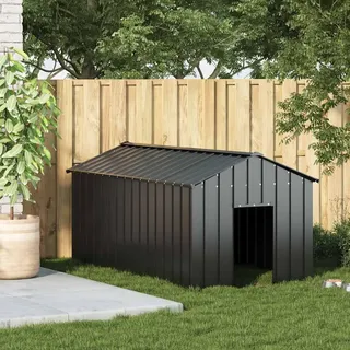 vidaXL Hundehütte mit Dach 114x202x101 cm Verzinkter Stahl - Grau