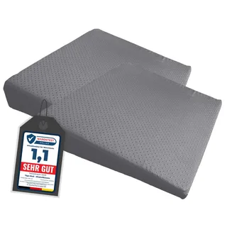 Tiga-Med Sitzkeilkissen Anti-Rutsch (2er Set) – extra fest & formstabil, Abnehmbarer waschbarer Baumwollbezug, Sitzerhöhung 37×33 cm (7–1 cm) für Bürostuhl & Auto (anthrazit)