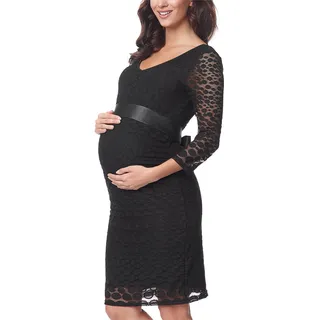 Be Mammy Damen Umstandskleid Maternity Schwangerschaftskleid BE20-209 (Schwarz, XXL)