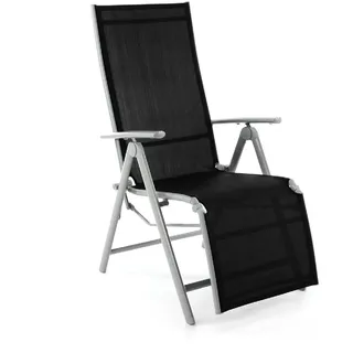 VCM Alu Klappstuhl mit Fußstütze 59 x 59 x 108 cm schwarz