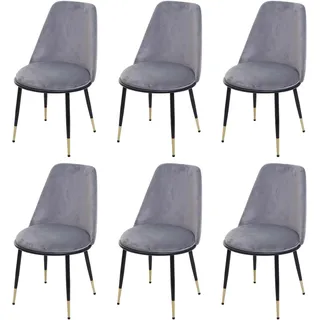 MCW Esszimmerstuhl H28 Samt grau 6er Set
