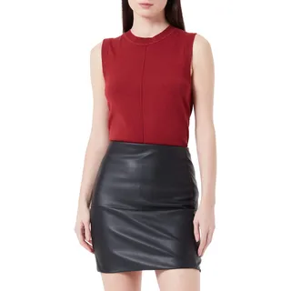 ICHI IHCOMANO Damen Rock Minirock mit Seitenverschuss Kunstlederoptik Slim fit, Größe:34, Farbe:Black (194008)