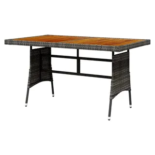 Gartentisch, Klapptisch Garten, Balkontisch, Garten Tisch, Balkonmöbel, Tisch Klappbar, Grau 130x70x72 cm Poly Rattan & Massivholz Akazie - Grau