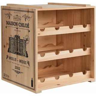 Butlers Weinregal Vinothek , Beige , Holz , 32x39x36 cm , Weinregale