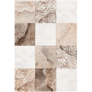 Pergamon Designer Teppich Maui Karo Barock , Beige, Braun , Textil , 120x170 cm , Teppiche und Böden, Teppiche