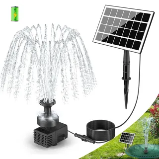 SZMP Solar Springbrunnen für außen 2025 Upgrade,3.5W Solar Teichpumpe LED-Lichtern mit 8 DIY Effekte,16.4ft Kabel,2000mAh Akku,Solar Wasserpumpe Solar schwimmender Fontäne Pumpe für Garten,Vogel-Bad
