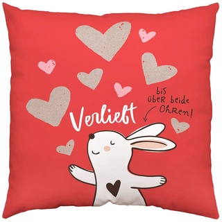 H:)PPY life Kissen Motiv "Verliebt"| Zierkissen, Baumwolle, 40 cm x 40 cm | Kissen mit Spruch, Geschenk Liebe, Valentinstag | 45336