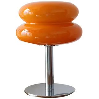 Topyond Eierkuchen-Tischlampe, Schlafzimmer-Dekoration, Energieeffizient, Weiches Licht, USB-Schreibtischlampe Für Mädchenschlafsaal, Niedliche Tischlampe aus Glas(Orange)