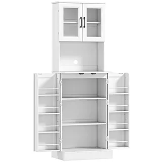 Homcom Küchenschrank Buffetschrank 60 x 39,5 x 180 cm Weiß
