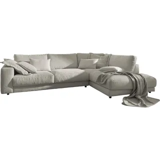 KAWOLA Sofa MADELINE Ecksofa Cord steingrau Recamiere rechts - Grau