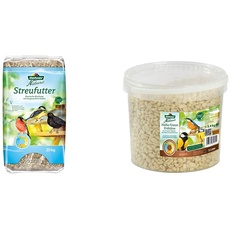 Dehner Natura Wildvogelfutter, Streufutter, 20 kg & Natura Wildvogelfutter, halbe/ganze Erdnüsse, 5 l (3.4 kg)